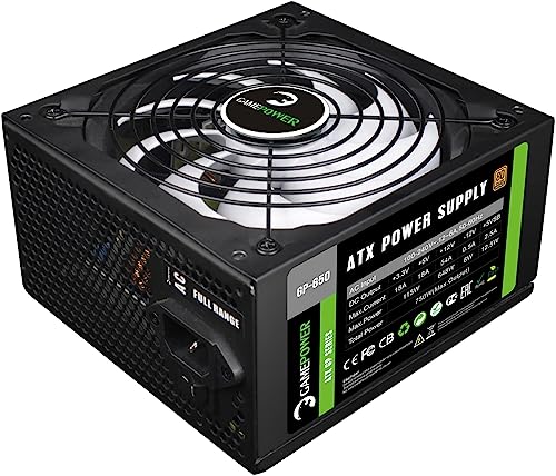 GAMEPOWER GP-650 ATX Netzteil, 650W, 80 Plus Bronze Zertifiziert, Ultra-leise 140-mm Lüfter, Aktive PFC-Effizienz, Gaming PC Power Supply