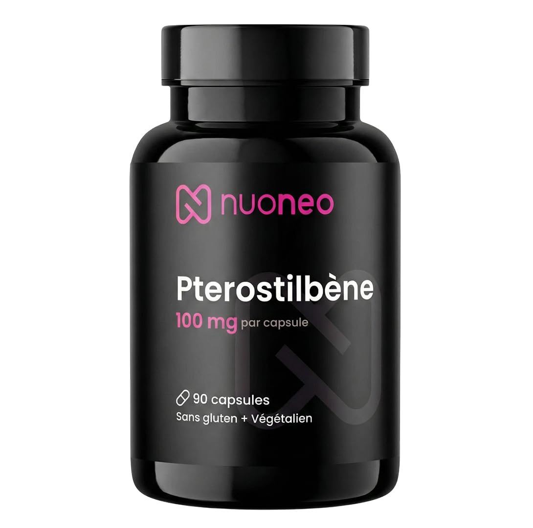 Ptérostilbène 100 mg, 90 gélules à haute dose, activateur de sirtuines et protection cellulaire, 100 mg de trans-ptérostilbène par gélule, haute biodisponibilité, végan