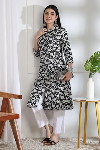 Image of MIRCHI FASHION Pure Cotton Kurti for Women | A-Line Kantha Work Printed Kurta for Woman | Ethnic Wear for Office & Daily Use (Single Piece)
