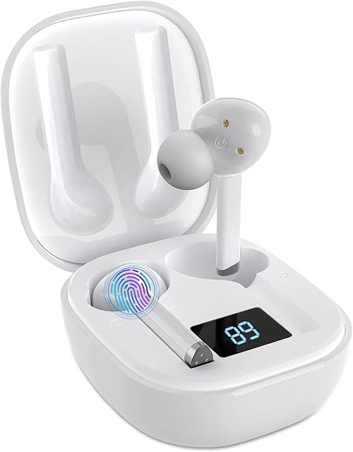 AFXMATE Wireless Bluetooth Earphones, Bluetooth 5.1 Wireless Earbuds with Noise Canceling Mic,35H Playtime,Mini Charging Case,IPX5 Waterproof HiFi Stereo Headphones Compatible with iPhone and Android