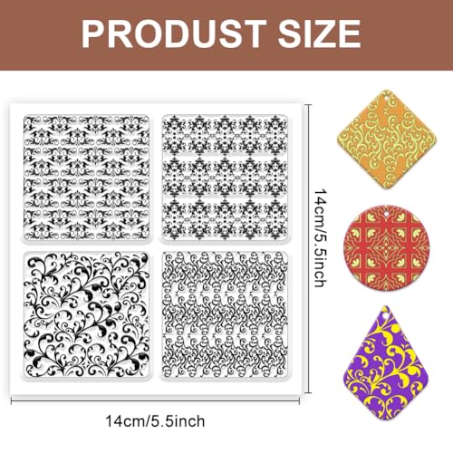 CHGCRAFT Retro Flowers Polymer Clay Texture Sheets VintageClay Modeling Pattern Pad Embossing Folders Clay Polymer for DIY Jewelry Making Craftwork Polymer Clay Earrings Tools,5.5x5.5Inch - Image 2