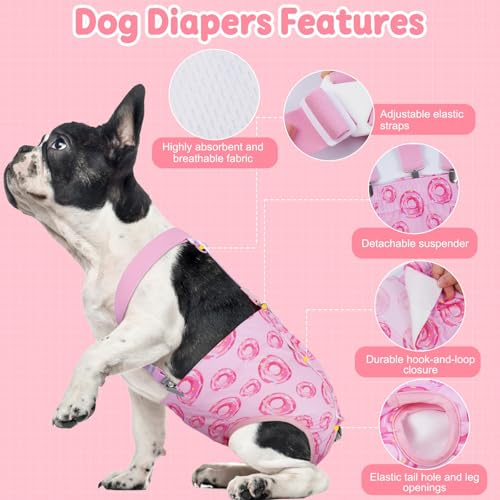 Image of Reusable Female Dog Diapers with Suspender, Washable Dog Period Panties, Highly Absorbent Female Dogs Diapers for Heat Incontinence, X-Large