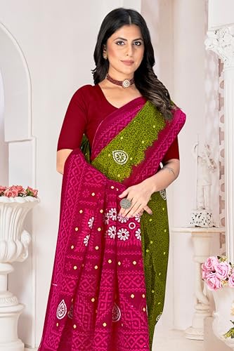 Image of TAMAIRA FASHION Mulmul Pure Cotton Saree For Woman Floral Batik Printed|Office Wear Daily Wear Sarees For Women Without Blouse Piece (Available in 11 Colours)