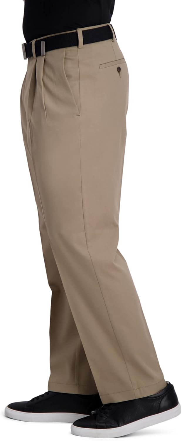 Haggar Men's Cool Right Performance Flex Classic Fit Pleat Front Pant (Regular and Big & Tall Sizes)