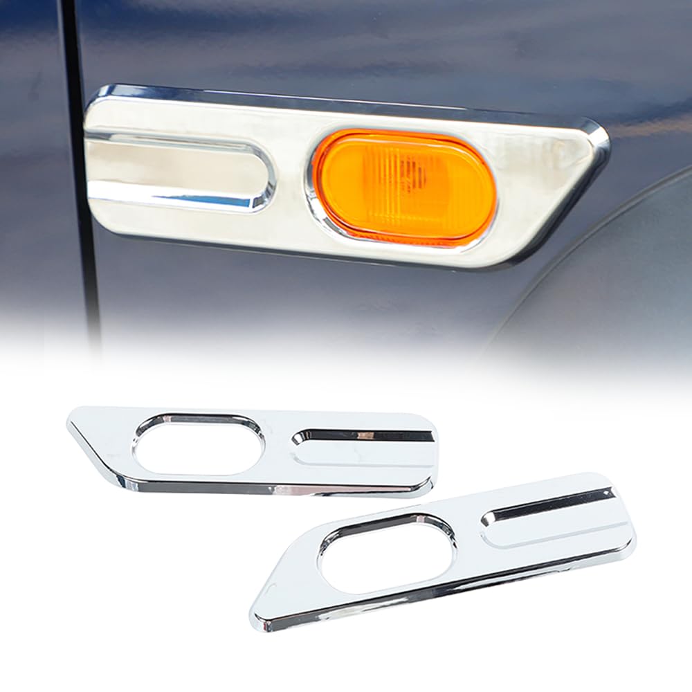 2PCS Side Turn Signal Light Cover Guard Fender Turn Signal Lamp Frame Bezel Trim Compatible with Suzuki Jimny 2019 2020 2021 2022 2023 2024 Exterior Accessories (Silver-A)