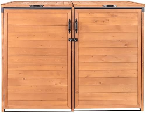 Miniatura 1 de Leisure Season TRSL6741-D - Cobertizo horizontal grande para almacenamiento de basura y reciclaje, color marrón medio