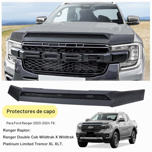 Protector de capó Ford Ranger contra impactos de grava y mosquitos ABS 3