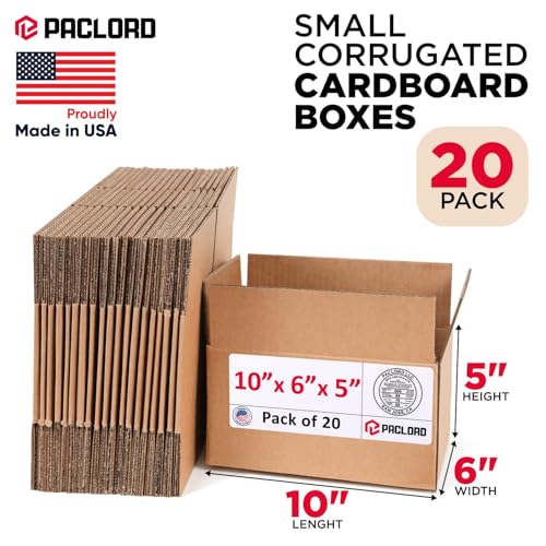 Image of Small Cardboard Boxes 10 inchL x 6 inchW x 5 inchH (Pack of 20) - USA-Made Packing Boxes for Moving, Shipping, or Storage - USPS, UPS, FedEx Approved - Professional Packing Supplies for Moving | USA-Made Packing Boxes for Moving, Shipping, or Storage - USPS, UPS, FedEx Approved - Professional Packing Supplies