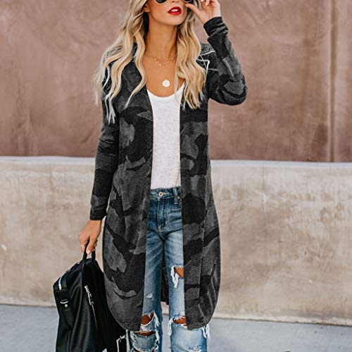 Women Camouflage Long Cardigan Ladies Long Sleeve Coat Parka Pullover Outerwear Tops Blouse Tunic Shirts - Thumbnail 5