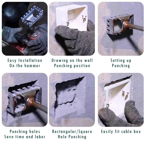 Image of Square Hole Cutter for Electrical Box, Portable Rectangle Slot Cutter, Alloy Steel Electric Concrete Saw, Fast-Cutting One Step Hole Tool, for Brick Concrete Cement Stone