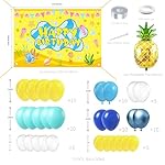 Cartoon Sponge Balloon Arch Kit-Blue Green Yellow Balloons Birthday Decorations For Boys girl,Party Decor Supplies Girls Including Happy Birthday Backdrop - Image 2