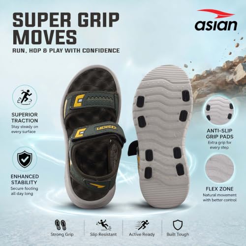 Image of ASIAN Virat Junior-11 Sports Sandals | Soft Cushion Comfort, Adjustable Velcro Fit, Lightweight & Durable | Outdoor Play Sandals for Boys & Girls