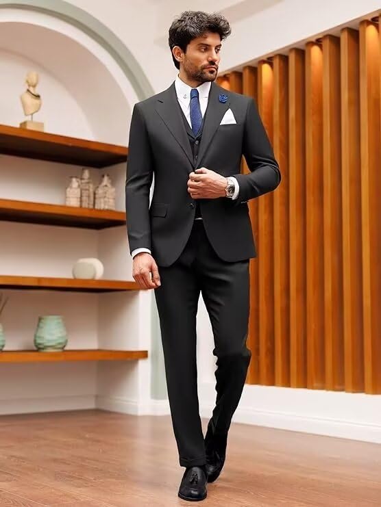 3 Piece Men's Suit Formal Notch Lapel Solid Color Tuxedo Groomsmen Suits for Wedding Prom3