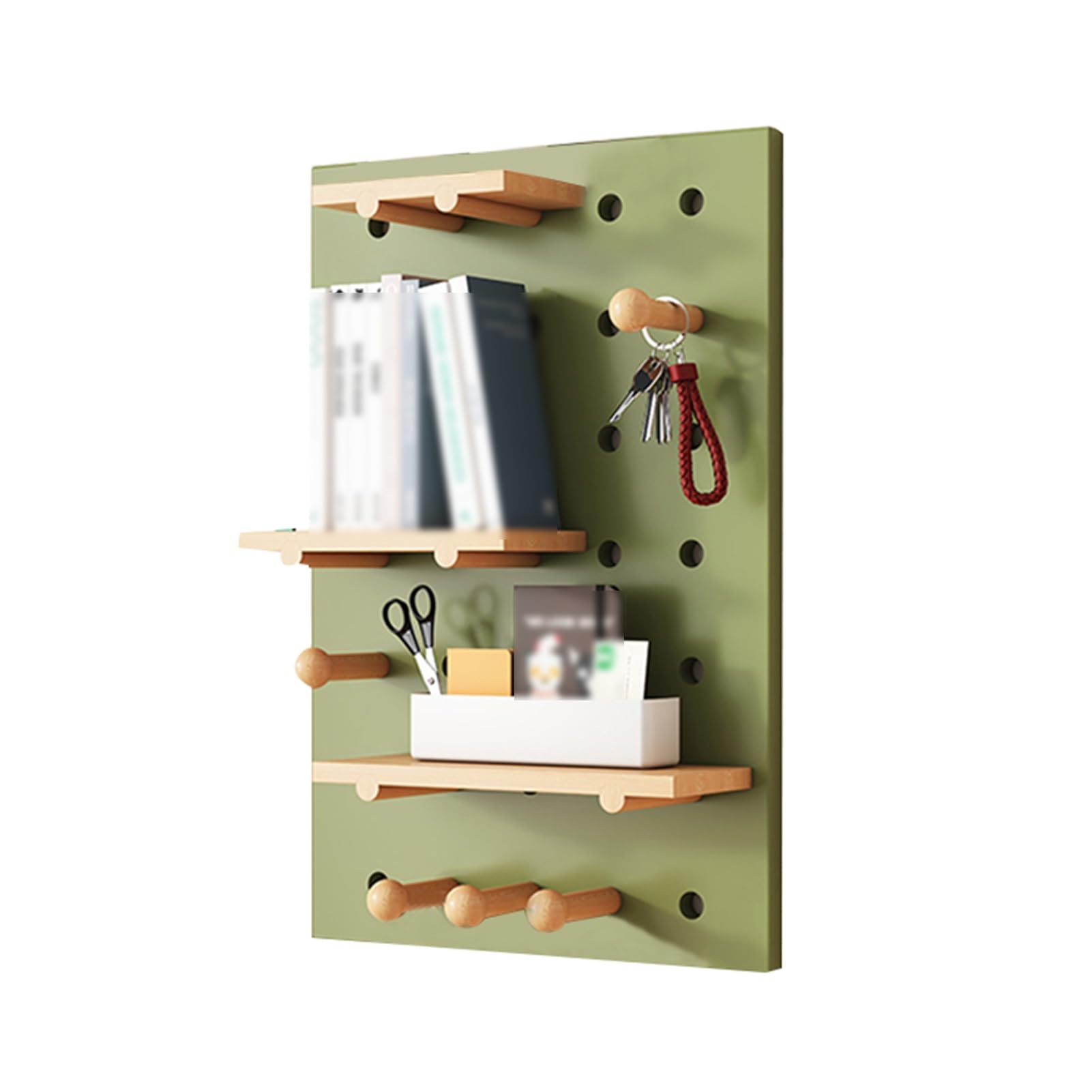 Estante de madera para tablero de clavijas, versátil estante de almacenamiento de pared para exhibición personalizada en sala de estar, dormitorio, oficina, garaje