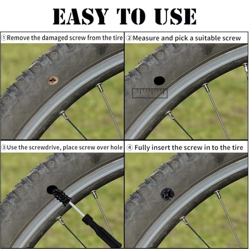 Image of Tire Repair Rubber Nails Kit with 2 Sizes,2026 New Vacuum Screw Type Tire Plug Fast Tool with Screwdriver,Self-Service Screw in Tire Plugs Repair Tools for Car,Motorcycle,Truck,Bikes(20Pcs)