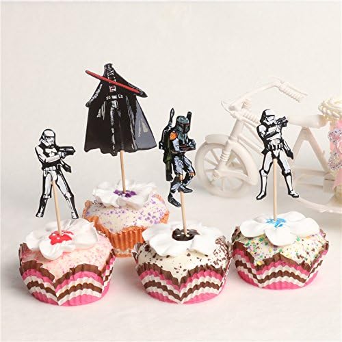 HPILISH KBN Cupcake Toppers Star Wars 24 Pc Quality Birthday Kids Party Supplies Pick Cake Toppers