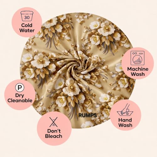 Image of RUMPS 380 TC Premium Heavy Cotton 7D Print Fast Colour Feel Elastic Fitted Floral Bedsheet King Size with 2 Pillow Covers || (Gold, Fitted - Double-72 x72)