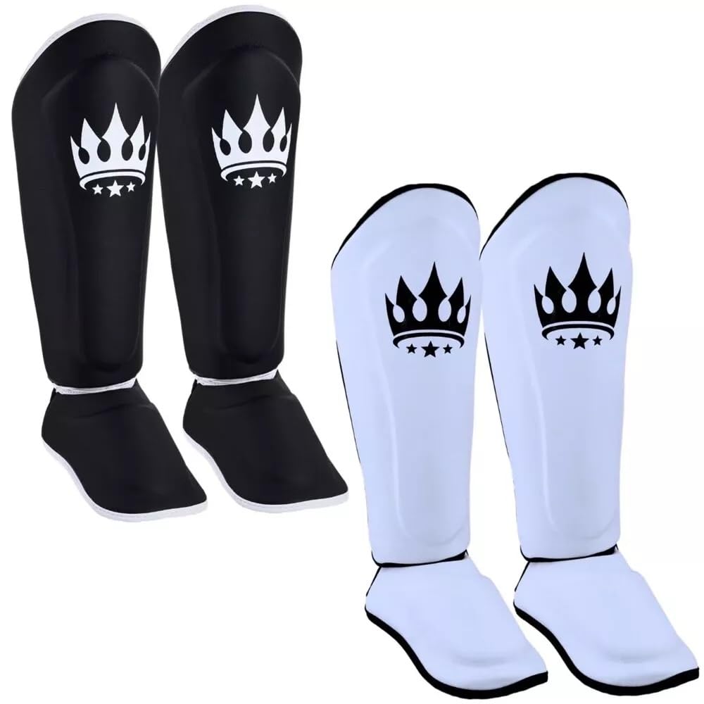 Playerz SparTech Shin Guards - Double Padded Shin Pads for Muay Thai, Kickboxing, and MMA Sparring - Durable, High-Grade Microfibre Leg Protectors With Double Hook and Loop Closure