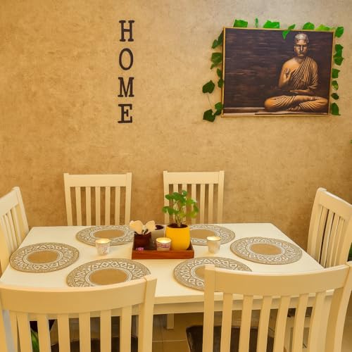Image of Jute Cotton Round Table Mats Set of 6 - Dining Table mat 6 Pieces Waterproof, Elegant and Durable for Dining Table (Beige Ultimate)