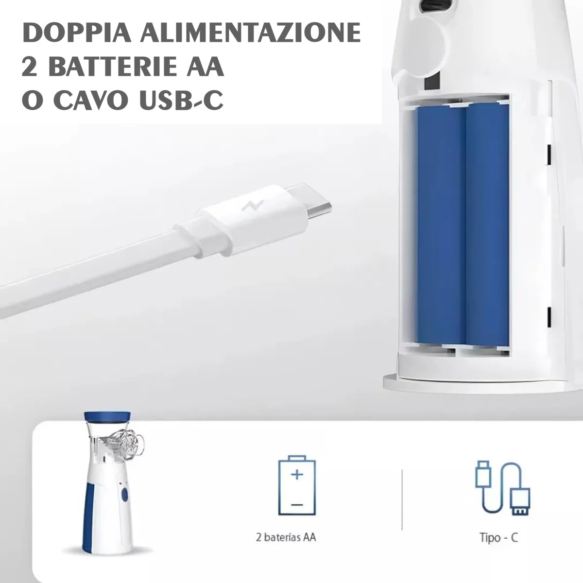 Aerosol Ultrasuoni Portatile USB Macchina Con 2 Maschere E Boccaglio Adulti Bambini Silanzioso Inalatore Mesh Nebulizzatore Atomizzatore