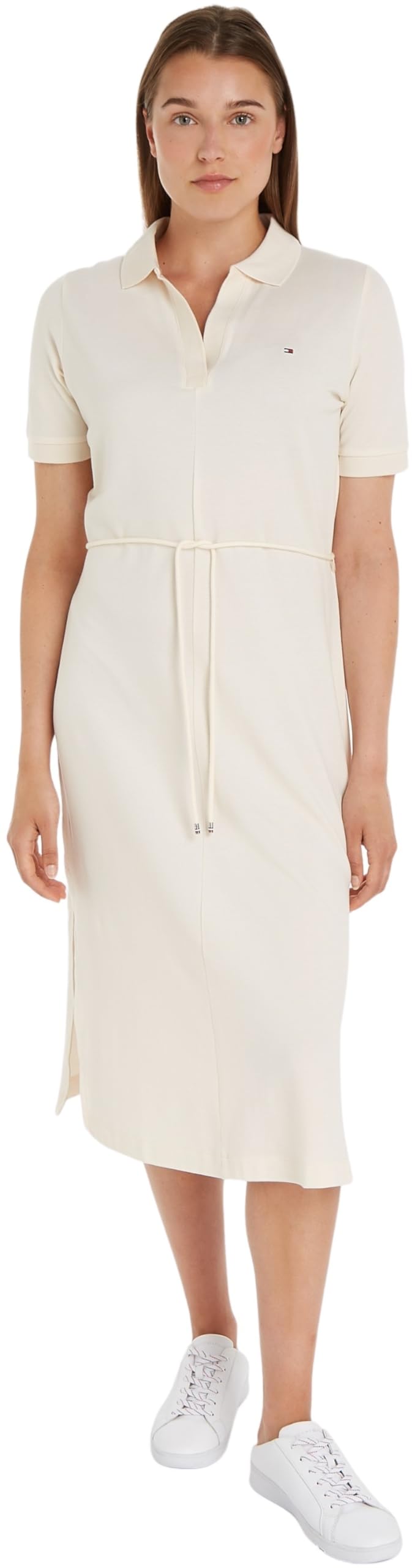 Tommy Hilfiger Women Polo Dress Midi Short-Sleeve, White (Calico), XXS