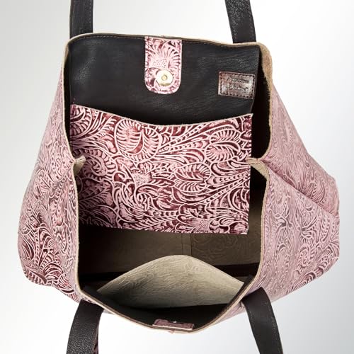 Bolso tipo tote para mujer de American Darling, de cuero genuino con estampado western y herramientado miniatura 4