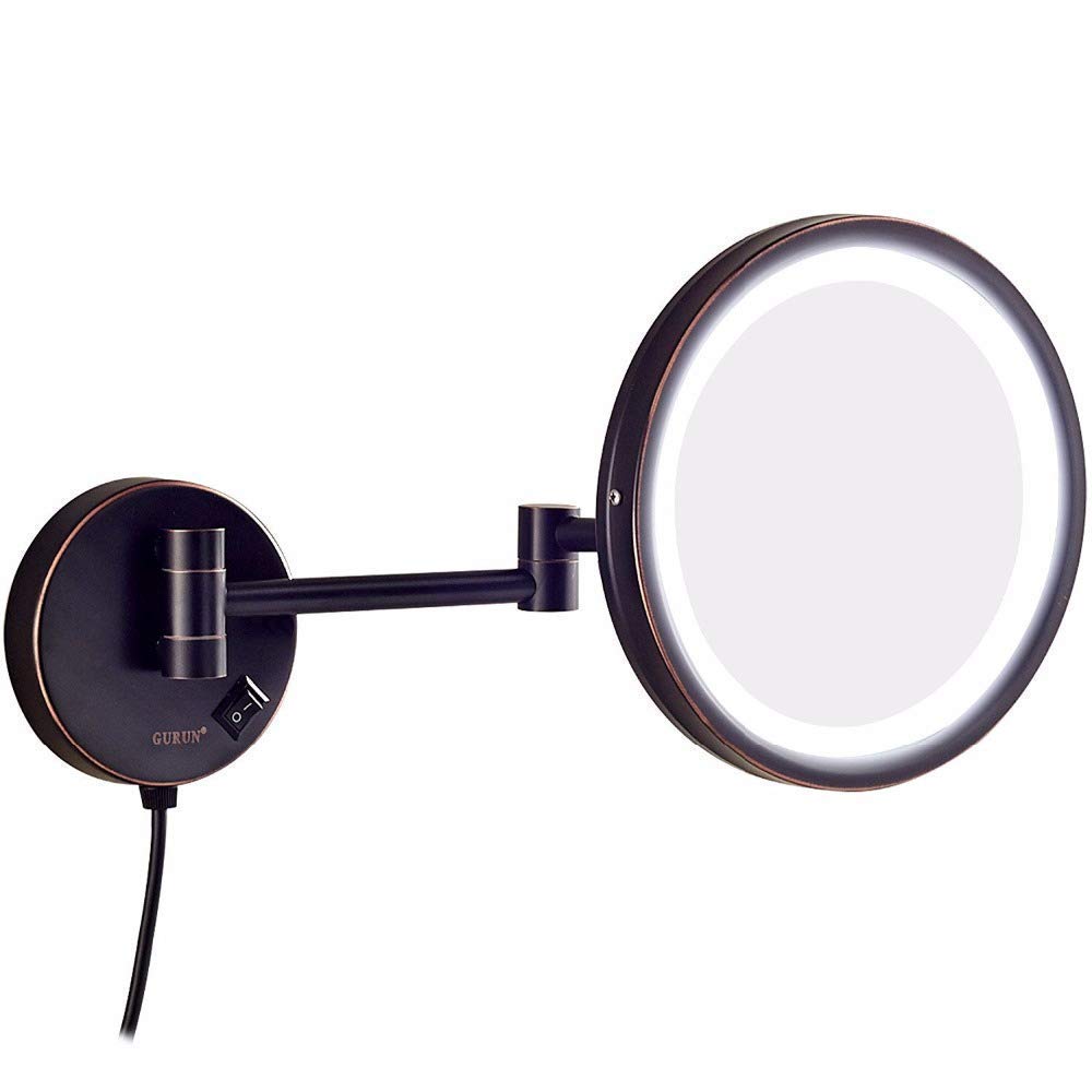 Miroir grossissant 5X mural LED avec double bras et prise intégrée