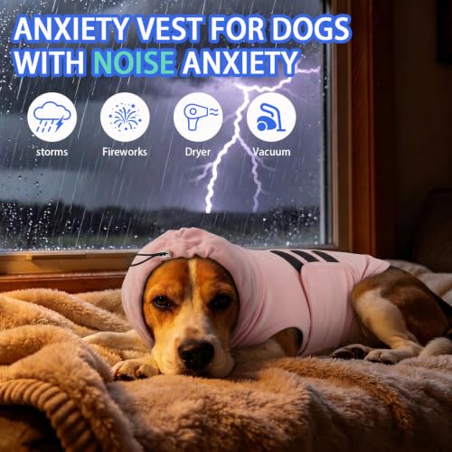 Image of MIGOHI Dog Anxiety Shirt | Breathable Calming Vest for Medium Dogs,Anxiety Jacket for Dogs Vet Visit,Travel, Separation,Fireworks,Storms,Dog Vest for Anxiety to Stop Panting & Hiding,Pink,L