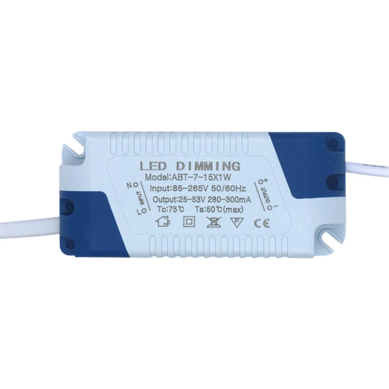 FCARUMIQP Power Supply Adapter 3W 5W 6-7W 7-15W 15-24W 220V 300mA LED Dimming Safe Plastic Shell Driver for Panel Light Strip(7-15W DC25-53V)