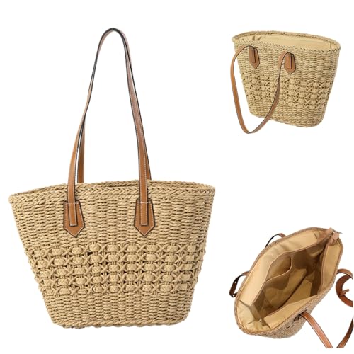 Sac en paille bandoulière été grand format pour femme adapté aux voyages