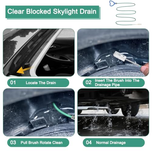 Image of STHIRA 3m Car Drain Pipe Cleaning Brush for Sunroof & Sewer, Flexible Long Hose Unclogger Auto Accessories Tool for Car Drain Holes Removes Clogs & Dirt, Universal Fit Drain Cleaning Tool