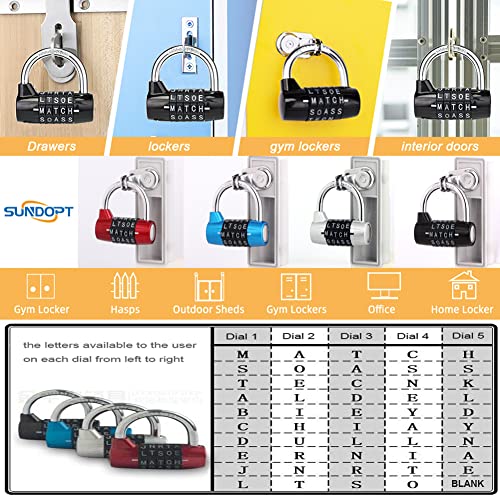 Gym Locker Lock,5 Letter Word Lock,5 Digit Combination Lock,Safety Padlock For School Gym Locker,Sports Locker,Fence,Toolbox,Case,Hasp Storage (Red) #TOP2