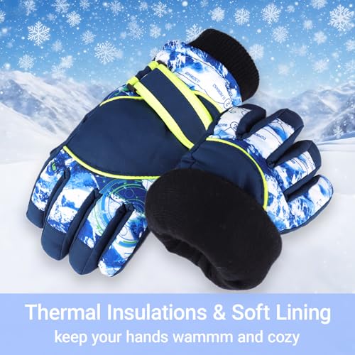 Image of Colorful Winter Gloves for Kids Windproof Boys & Girls Snow Ski Gloves Warm Mittens for Children Outdoor