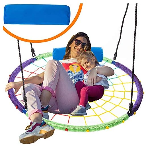 Outdoor Round Tree Swing for Kids - 40" Round Saucer Swing - Large Tree Swings for Children with Hanging Kit - Heavy Duty 700 lbs Disk Swing