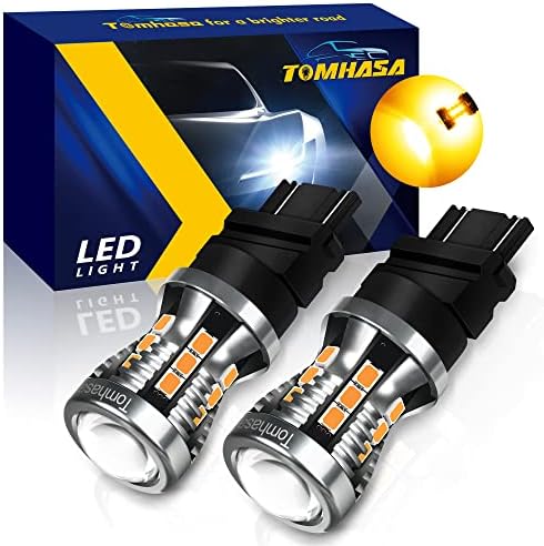 Tomhasa 3157 LED Bulbs for Turn Signal Light Bulbs, Amber Yellow 3056 3156 3057 4157 LED Replacement Bulbs for Front Rear Turn Signal Light Blinker Parking Side Marker Brake Lights, Pack of 2