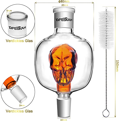 DFESKAH Shisha Molassefänger Totenkopf, Hookah 18/8 Schliff Molassefänger aus Glas, Universal Zubehör geeignet für… – Bild 3