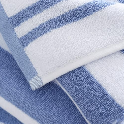 Bianca Reversible Stripe 50x85cm Cotton Jacquard Hand Towel Blue - Cosy Home Interiors Bianca Reversible Stripe 50x85cm Cotton Jacquard Hand Towel Blue - Image 2