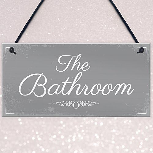 RED OCEAN 'THE BATHROOM' Shabby Chic Hanging Door Sign Plaque Sign for Toilet or Bathroom The Loo Home Decor