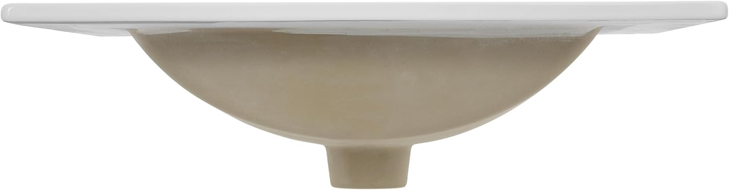 JONATHAN Y SNK1001A Ancillary 3-Hole 24 in. W x 18.25 in. D Classic Contemporary Rectangular Ceramic Single Sink Basin Vanity Top, White