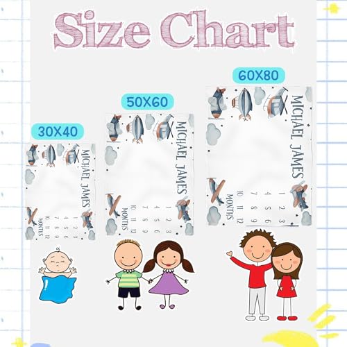 Image of OLIVE OLIVIA Personalized Monthly Baby Milestone Blanket, Baby Months Blanket, Perfect Custom Newborn Gifts,50 inchx60 inch