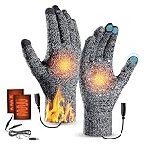 [Gagaciso] 手袋 メンズ 防寒 速暖 電熱グローブ スマホ対応 アルパカ裏起毛 USB充電式 ニット手袋 レディース秋冬 冬用 電熱防寒手袋 男女兼用 通勤通学 バイク 自転車 スキー サイクリング プレゼント (Black & White)