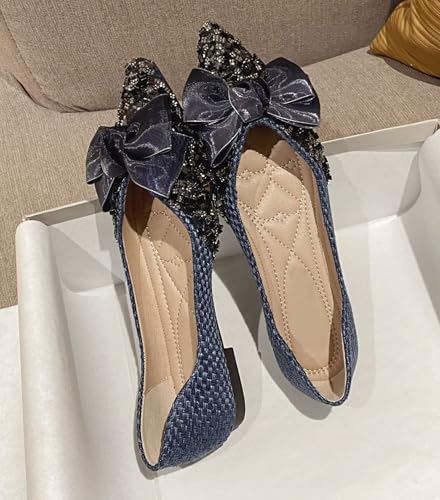 SAILING LU Dressy Shoes for Women Pointed Toe Bowknot Ballet Flats Comfortable Light Weight Slip on Walking Loafers3