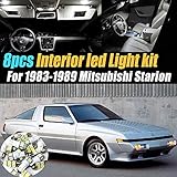 8Pc Super White 6000k Car Interior LED Light Bulb Kit Pack Compatible for 1983-1989 Mitsubishi Starion