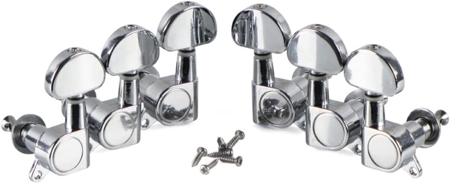 電気アコースティックギターのために6ピースシールされたギターマシンヘッド3L3RPEGSキーシルバーのチューニング ギターマシンヘッ