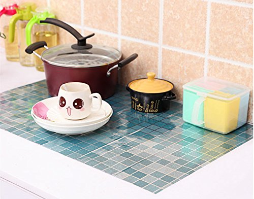 Blue Mosaic Self-Adhensive Anti Oil Waterproof Wall Stickers Home Decor Bathroom Kitchen Backsplash Tiles 17.7‘’X78.7'' #TOP1