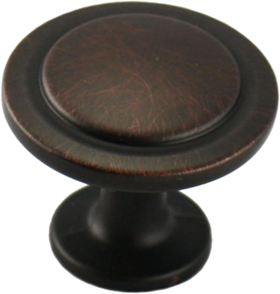 Cosmas 10 Pack 5560ORB Oil Rubbed Bronze Cabinet Knobs, 1‑1/4 in (32 mm) Diameter — Modern Kitchen & Bathroom Drawer Hardware, Screws Included