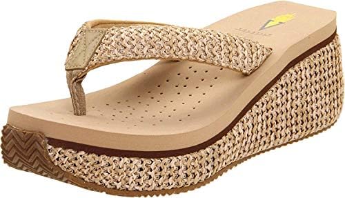 Volatile Womens Flip Flop Wedge Sandal, Natural Raffia, 8 US