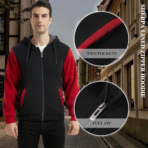 Image of SWISSWELL Men Zip Up Hoodies Sherpa Lined Jacket Heavyweight Fleece Sweatshirt Winter Warm Hooded Coat