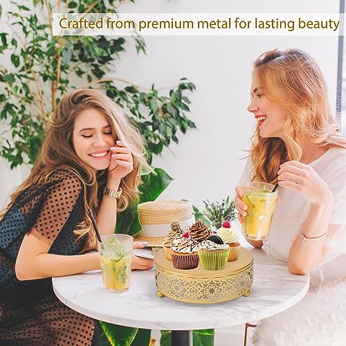 Golden 3-Tier Metal Cake Stand - Cake Stand Set Wedding, Dessert Table Decor, 3-Piece Combination, Iron Art, Elegant and Decorative(Gold)