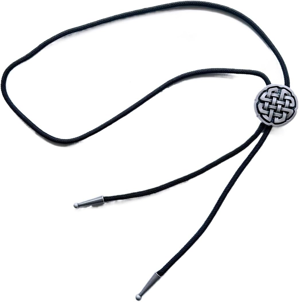 Bolo Tie for Men,Cowboy Necklace,VVintage Silver Western Cross Knot Rodeo Cowboy Bolo Tie